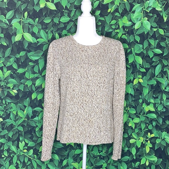 CREAM & BROWN THICK KNIT PULLOVER SWEATER · SIZE XL, FITS M/XL · LIZ CLAIBORNE - Picture 6 of 6